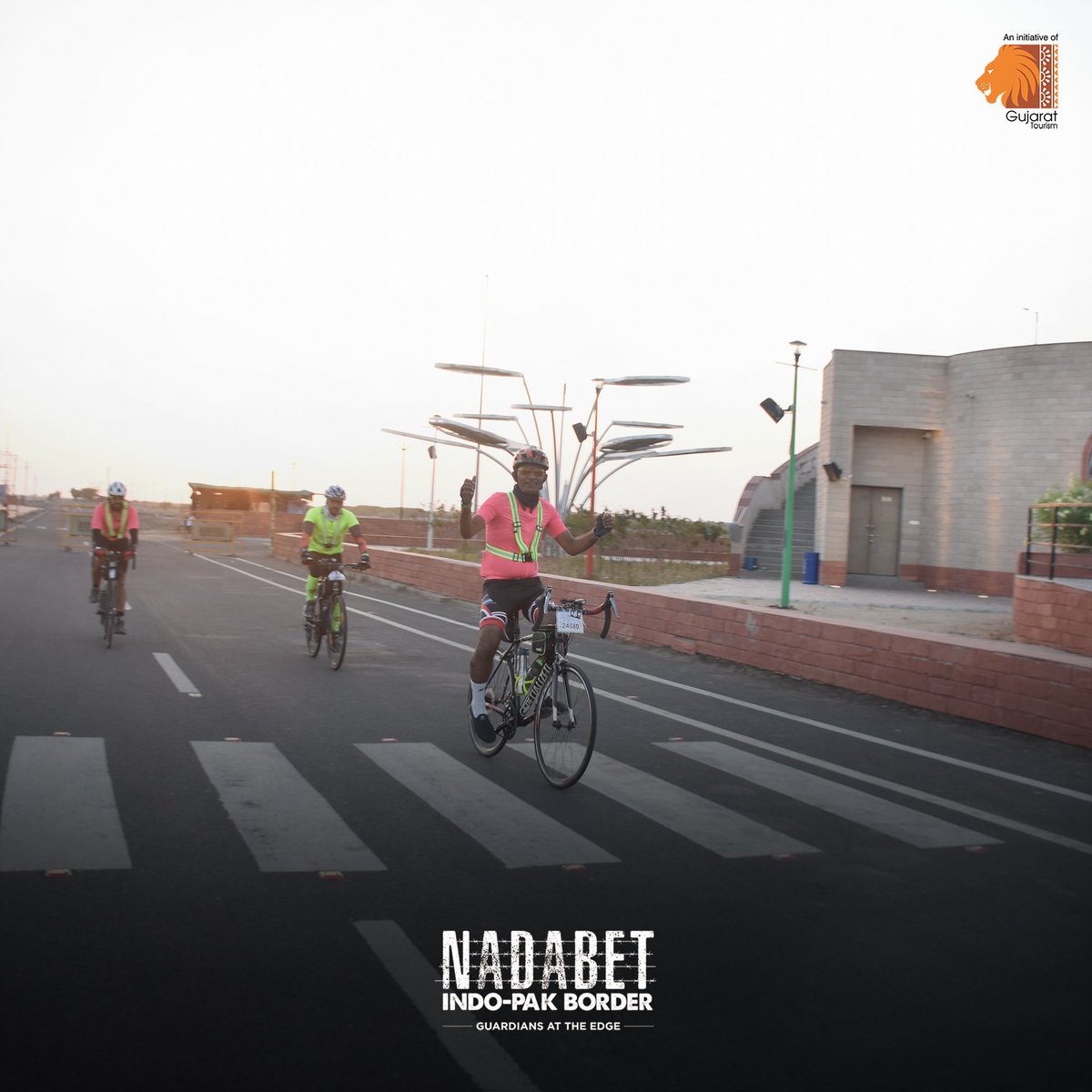VisitNadabet's tweet photo. Nadabet Indo-Pak Border proudly presents a few glimpses of the Cycle Marathon that was held on 11th February 2023 in collaboration with the Cyclone Cycling Club. The marathon stretched across 600 km, beginning from Ahmedabad to Nadabet Zero Point.

#visitnadabet #cyclemarathon https://t.co/YedWsKEBOW