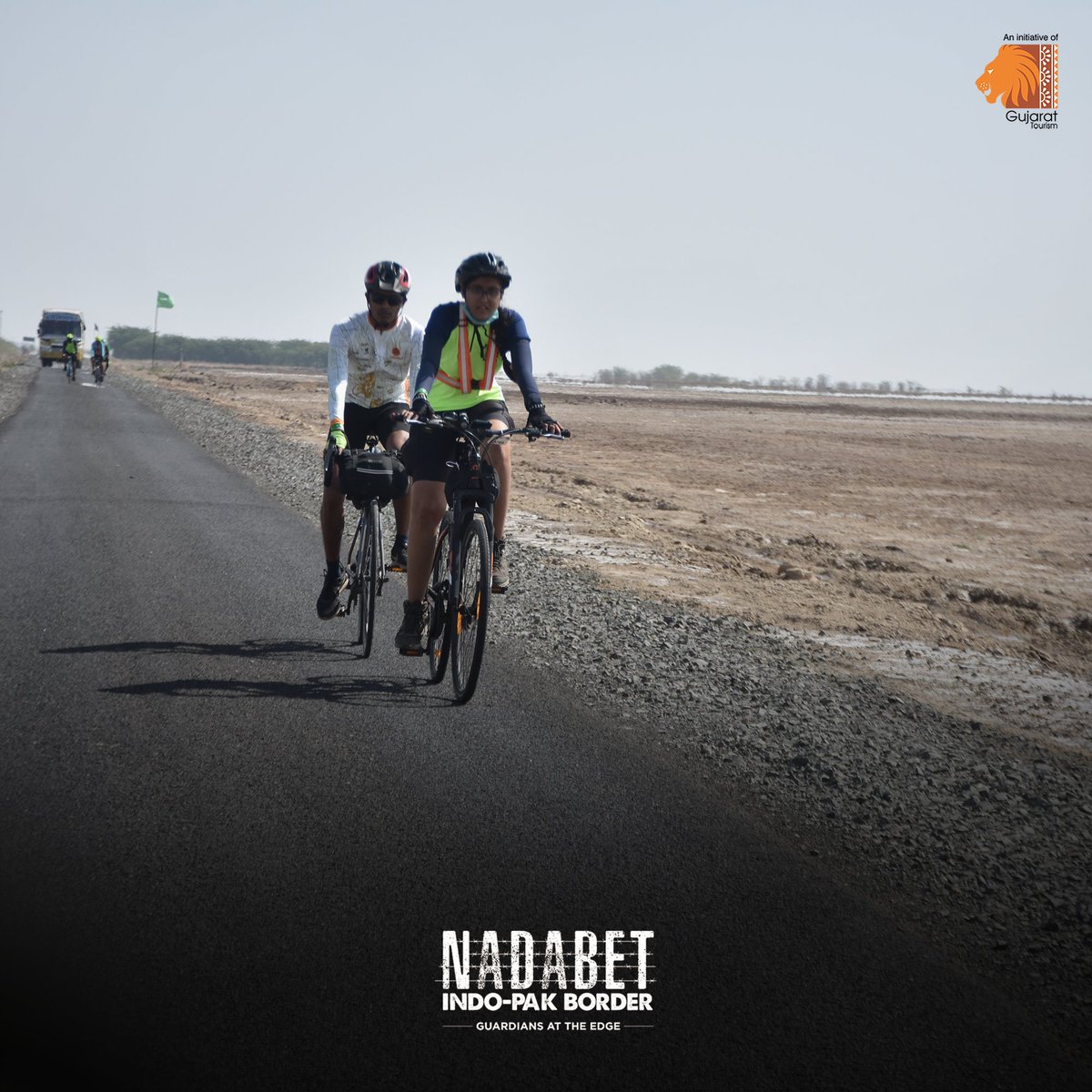 VisitNadabet's tweet photo. Nadabet Indo-Pak Border proudly presents a few glimpses of the Cycle Marathon that was held on 11th February 2023 in collaboration with the Cyclone Cycling Club. The marathon stretched across 600 km, beginning from Ahmedabad to Nadabet Zero Point.

#visitnadabet #cyclemarathon https://t.co/YedWsKEBOW
