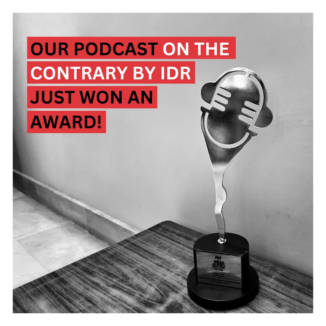 idr_online's tweet photo. We're thrilled to announce that our podcast, On the Contrary by IDR won the award for the Best Produced News Podcast, at the India Audio-Summit &amp; Awards by Radio and Music India.

@radioandmusic @ITVNewz
@maedinindia @shreyaadhikaree @RachitaVora @snehamphilip https://t.co/IvK8Gw135F