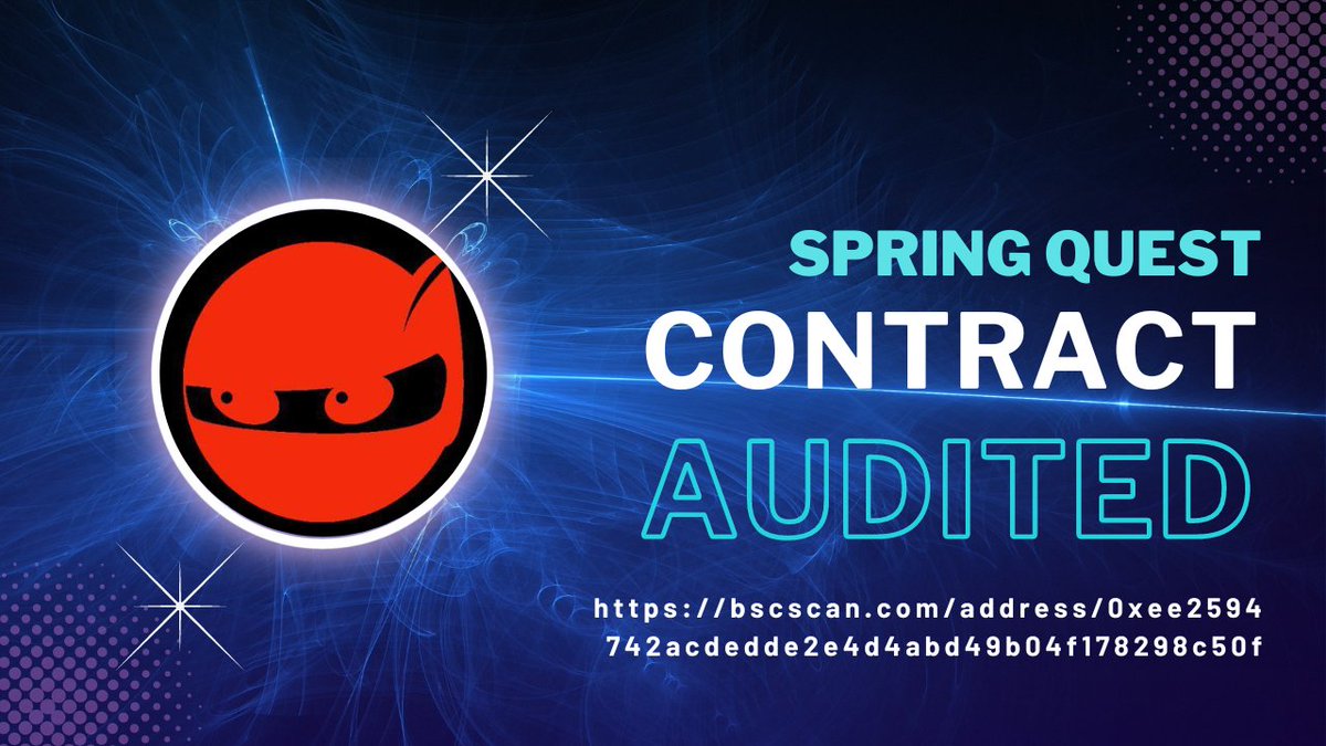 SpringQuest_'s tweet photo. We're proud to announce that Spring Quest smart contract has been successfully audited by CFG-NINJA! ✅
⬇️Check out the audit report:
https://t.co/N7PtsdqwhH
Your funds and data will always remain safe and secure with us🔐
#Crypto #smartcontract #audited #springquest #safe https://t.co/tpV1uHwlTn