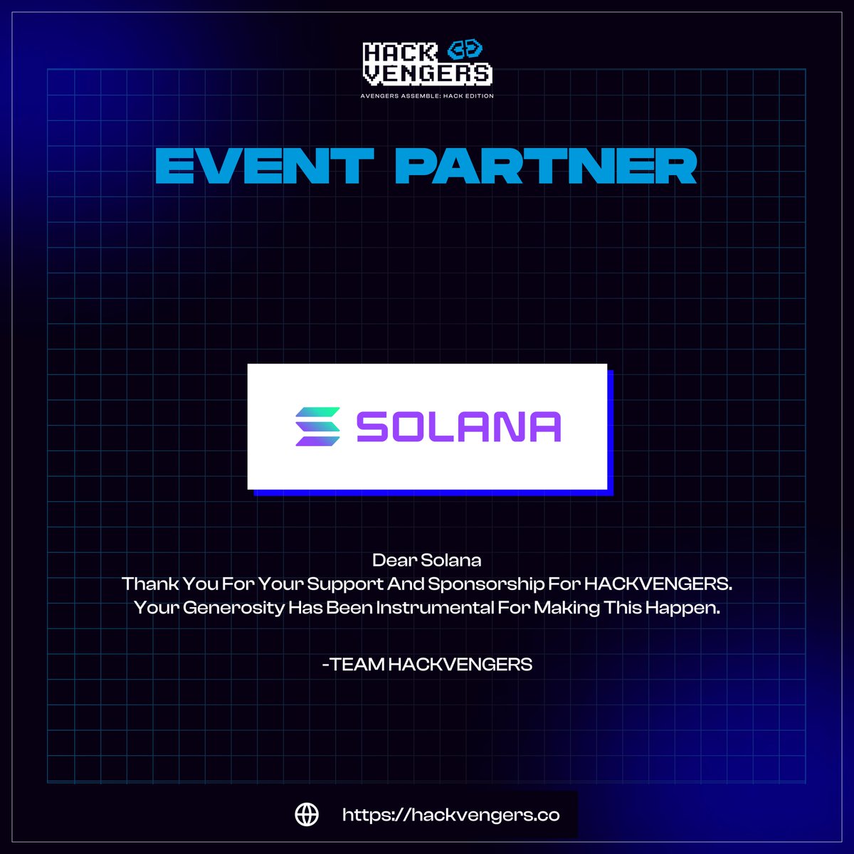 Hack_Vengers's tweet photo. Hackvengers is delighted to announce @solana  is our event partner for hackvengers Avengers assemble : hack edition.

@solana  is a blockchain platform designed to host decentralized, scalable applications.

Thank you Solana Labs for their support in making Hackvengers a success. https://t.co/HB2jqWQ7A5
