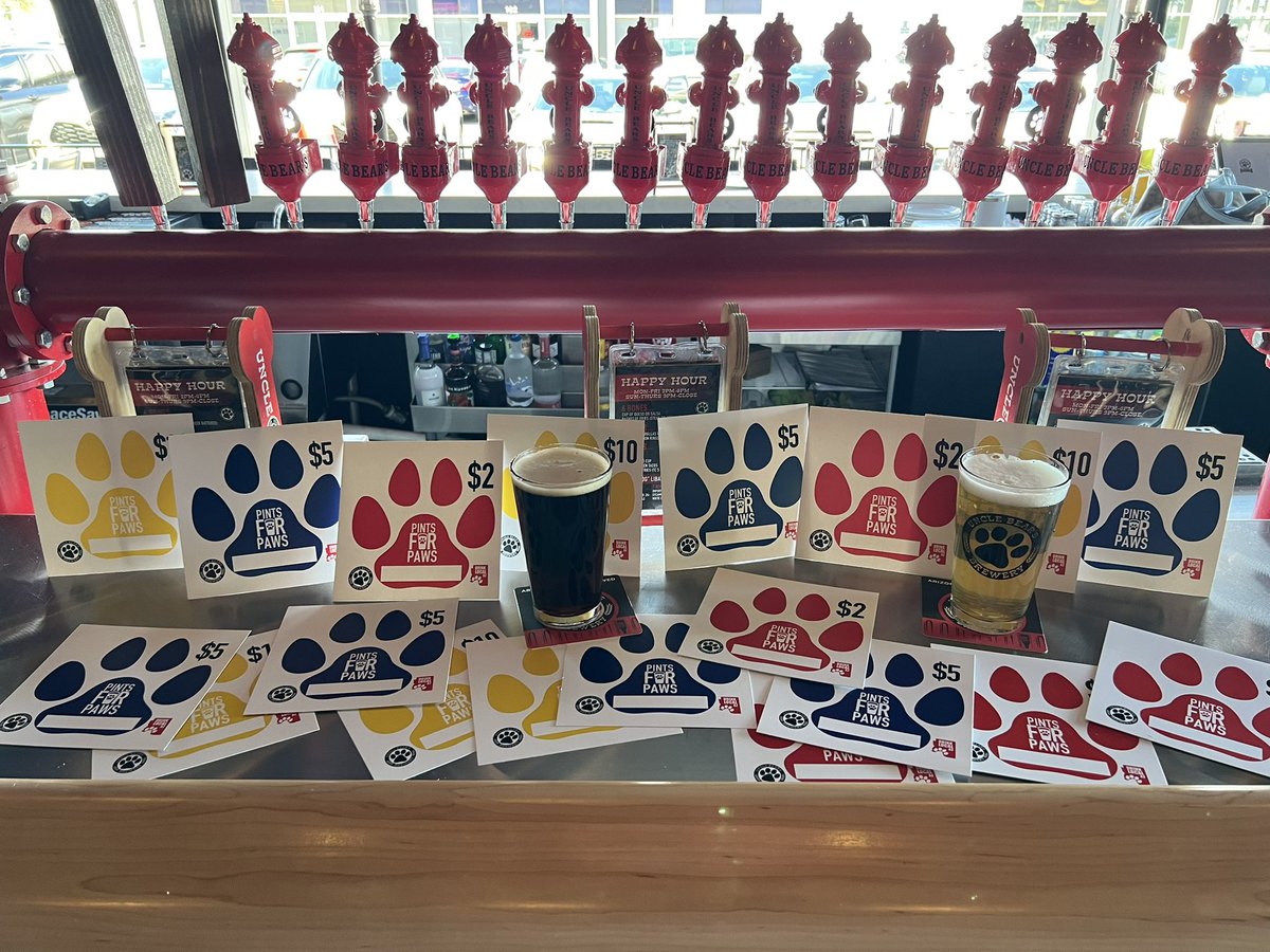 unclebearsaz's tweet photo. Today kicked off #ArizonaBeerWeek and our 8th Annual Pints for Paws fundraiser for the @azhumane Society. Today until Feb 26 all Uncle Bear's locations will donate $1 from every UB craft beer sold to AHS in addition to sales from Pints for Paws 2023 t-shirts and paw prints sales. https://t.co/p3D1Dj20nE