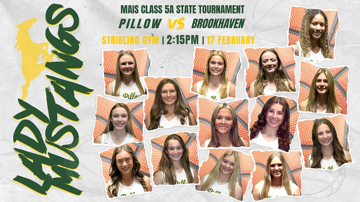 MUSTANGS_PA's tweet photo. Pillow will play Brookhaven in the second semi-final game of the MAIS Class 5A State Tournament - Friday, 2:15 PM in Stribling Gym. Good Luck Lady Mustangs! https://t.co/sNrbpbrbfM