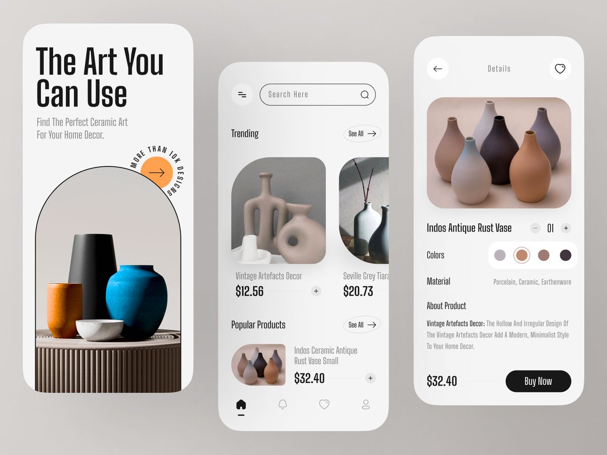 Check out our stunning new Ceramic Ecommerce App UI design! 😍🎉

dribbble.com/shots/20669861…

#ceramic #ceramics #ecommerceapp #ecommercestore #appdesign #appui #uiux #uidesign #dribbble #dribble #UIUXDesigner