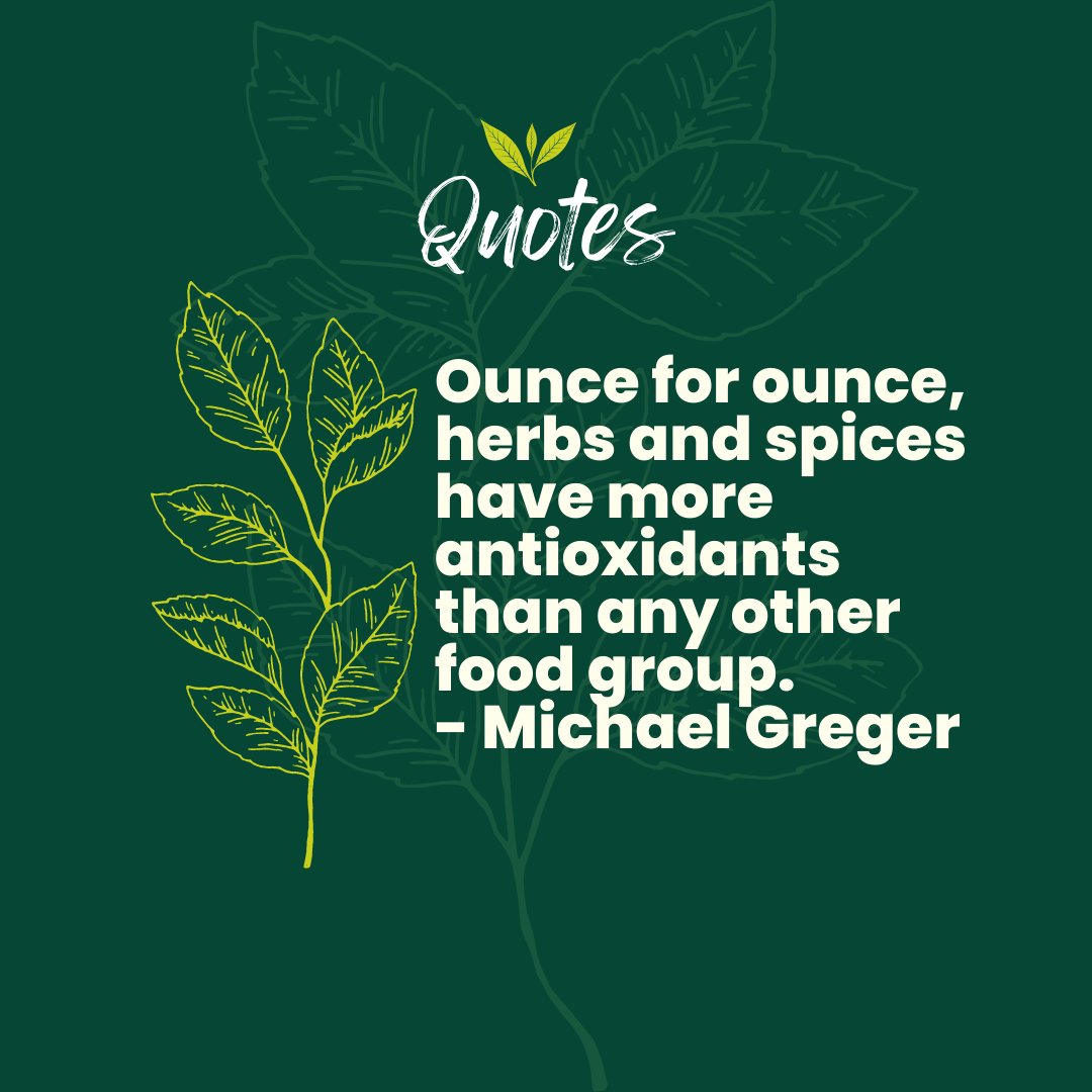 Ounce for ounce, herbs and spices have more antioxidants than any other food group. - Michael Greger
#Indiherbs #Immunhance #herbsandspices #herbsforhealth #quotes #antioxidants