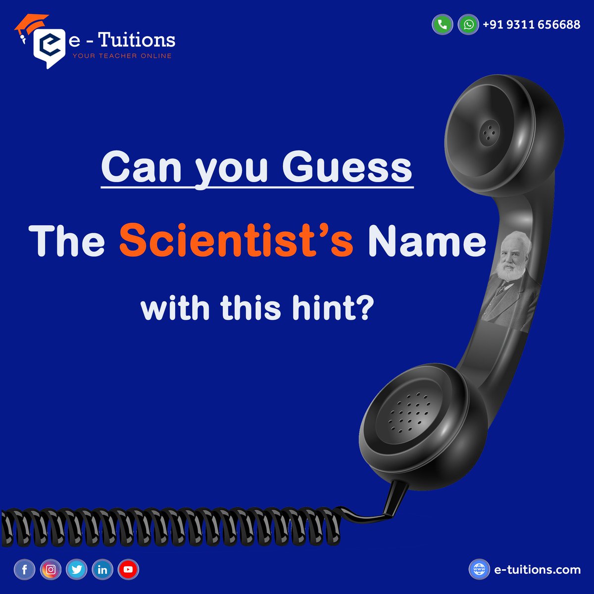 e_etuitions's tweet image. 🤔 Put your science knowledge to the test and try guessing the name of this renowned scientist!

#guessthescientist #keeplearning #ScienceChallenge #ScienceTrivia #ScienceQuiz  #youtubeceo #etuitions #hint #guesswho #education #scientiests #fridaymorning  #elearning