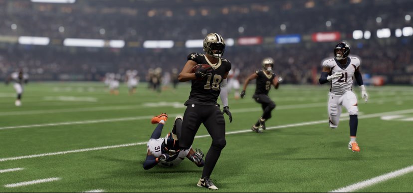 SaintsDestiny's tweet photo. Action shots from Preseason wk.1 featuring the Rookies @DestinyMaddenLG #DENvsNO https://t.co/fYgQXTsiDW