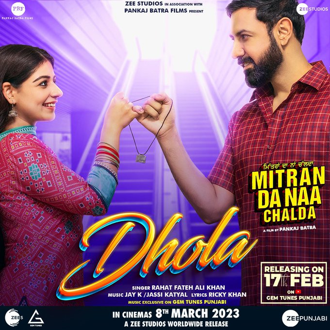 #Pollywood: Get ready to fall in eternal love as we bring to you our new track, #Dhola💕
#MitranDaNaaChalda releasing on 8th March at your nearest cinemas. 
@GippyGrewal @Taniazworld @RFAKWorld #JassiKatyal #RickyKhan #PankajBatra #RakeshDhawan