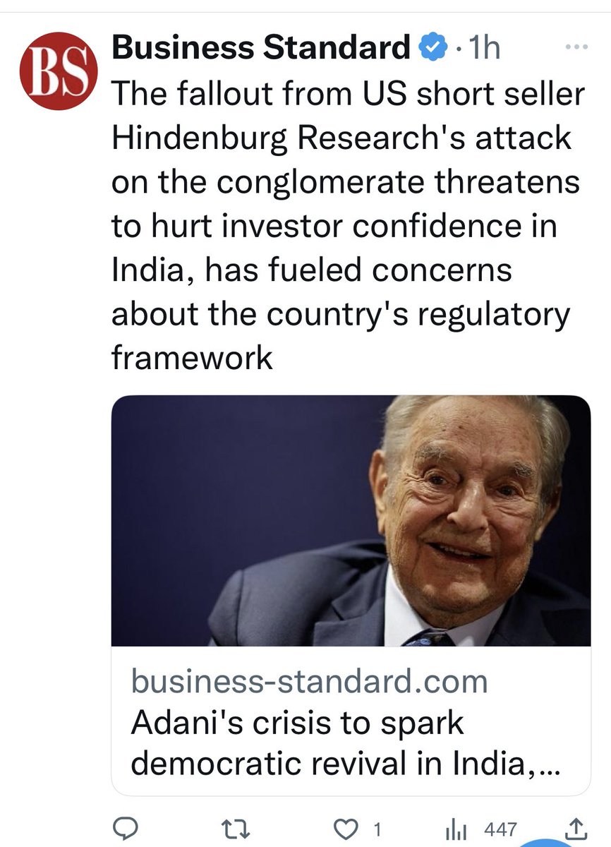 nishaa_prakash's tweet photo. Now this is the “Foreign hand" hell bent on destabilising Bharat’s economic growth and stability. Look at the series of systematic attacks by Congress, Urban naxals, and LeLi cabal. It has started, synchronised and in complete alignment with Soros statement.
#Modi2024 is a must. https://t.co/spcEv6dYz9