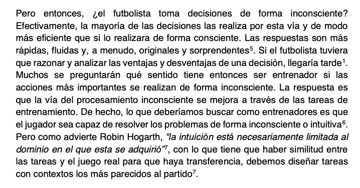 Sobre la toma de decisiones inconsciente... Muy interesante. Desmitificando... 'con lo bien que entrenamos y lo mal que competimos' vía @futbolyneuro