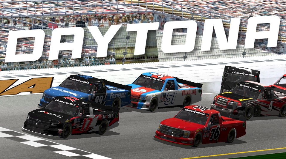 stingernr2003's tweet photo. Ryan Arnold wins the first race of the STINGER Truck Championship at Daytona. The race had 0 cautions and a spectacular finish with Ryan taking the lead out of the final corner. 

You can watch the full race here: https://t.co/LWsVOEMh1d

Our discord: https://t.co/zlG1bv0DUZ https://t.co/h0BbVKlx3J