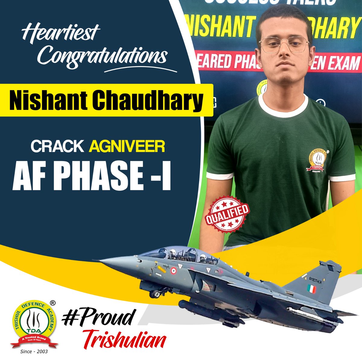 trishul_academy's tweet photo. Heartiest Congratulations - for Cracked Airforce Phase 1 Exam 2023

#proudtrishulian #airforce #selection #phase2 #trishuldefenceacademy https://t.co/X5f0whYc2o