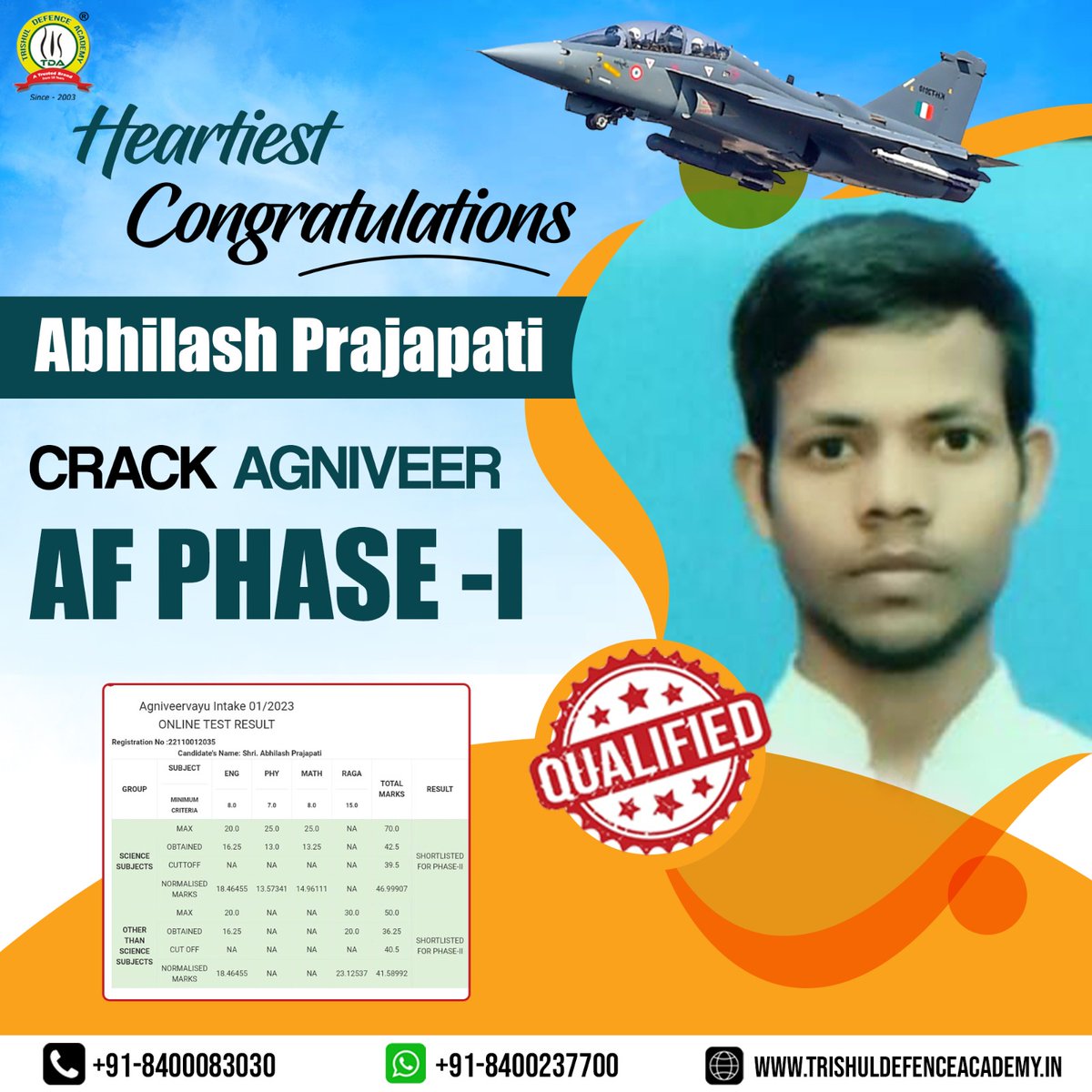 trishul_academy's tweet photo. Heartiest Congratulations - for Cracked Airforce Phase 1 Exam 2023

#proudtrishulian #airforce #selection #phase2 #trishuldefenceacademy https://t.co/X5f0whYc2o