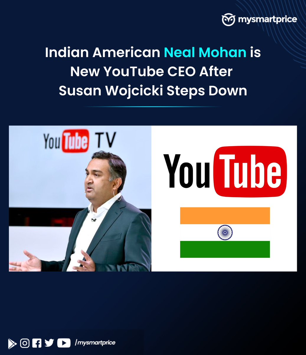 mysmartprice's tweet image. YouTube is the newest American tech giant to get an Indian origin CEO. #NealMohan