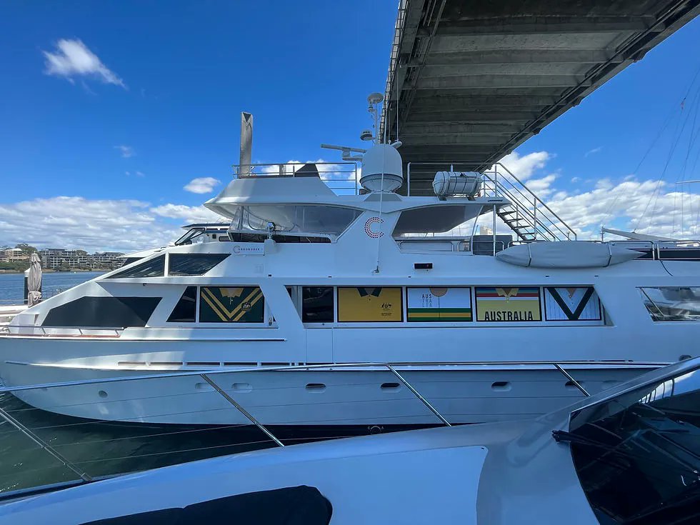 astech83's tweet image. How cool did the windows turn out on Corroboree?!
Check out our blog for more pics 👇 
buff.ly/3XmlOXp 

#InnovativeWraps #CorporateBranding #VinylSignages #YachtDecals