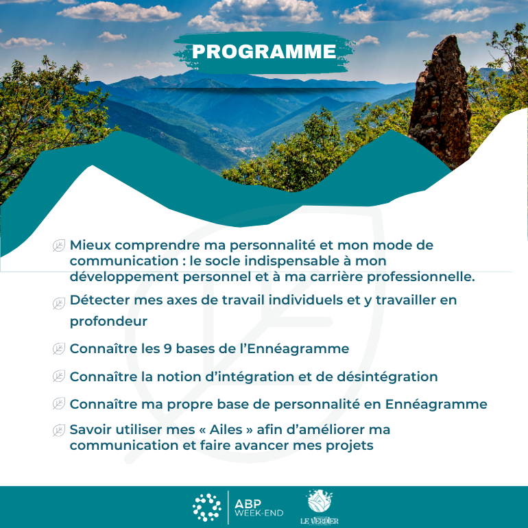 ABP_Consulting's tweet photo. 🆕Apprenez à mieux vous connaître lors d'un séjour dans les Cévennes 🌄 du 5 au 8 mai 2023.

📞 Contactez Pauline DUCHENE ou Aurélie Chiche au 04 93 96 92 40 pour plus de renseignements.

#connaissancedesoi #enneagramme #cevennes #weekend https://t.co/2e4Uh3SxPL