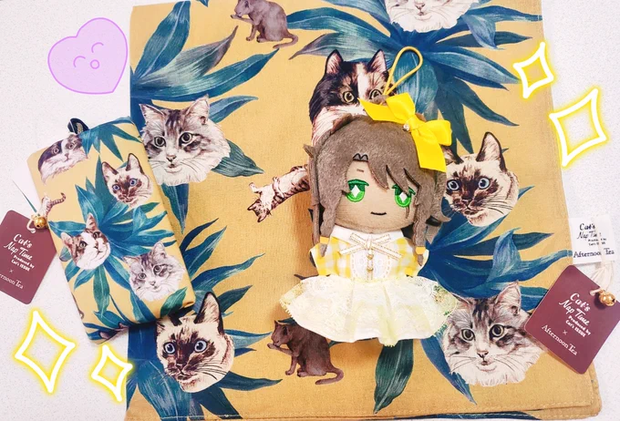 レオナさんみを感じて買ったねこちゃんハンカチandエコバッグタグに鈴が付いててかわいい 