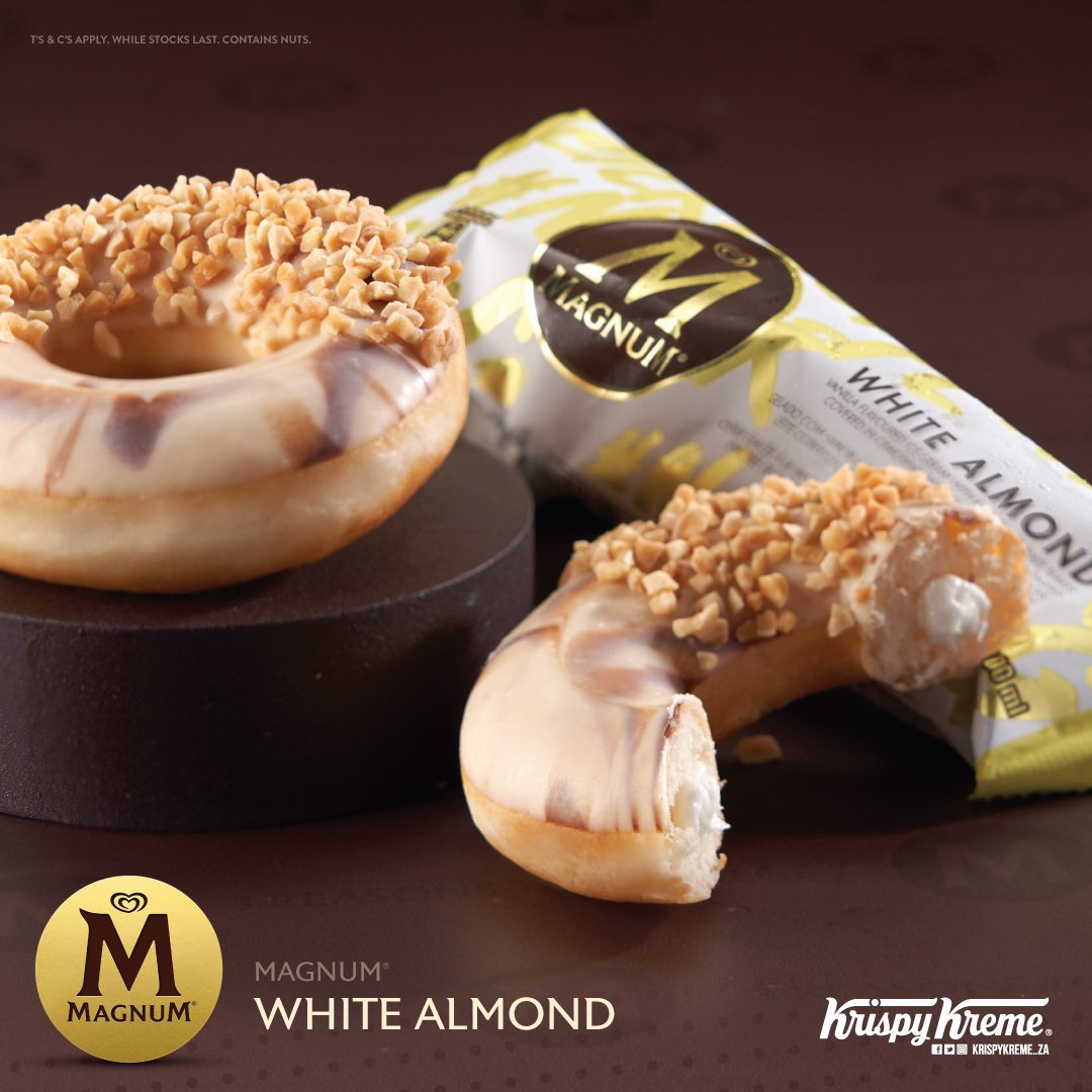 KrispyKreme_ZA's tweet photo. Surrender to a flavour adventure like no other! 😍🤤

Today’s a good day for a “Me, Myself and Magnum®” moment, and the Magnum® White Almond doughnut is the perfect companion. Double-dipped in Magnum® milk and white chocolate, self-care days will never be the same again. 😁🥰🍩 https://t.co/n77CVY14wZ