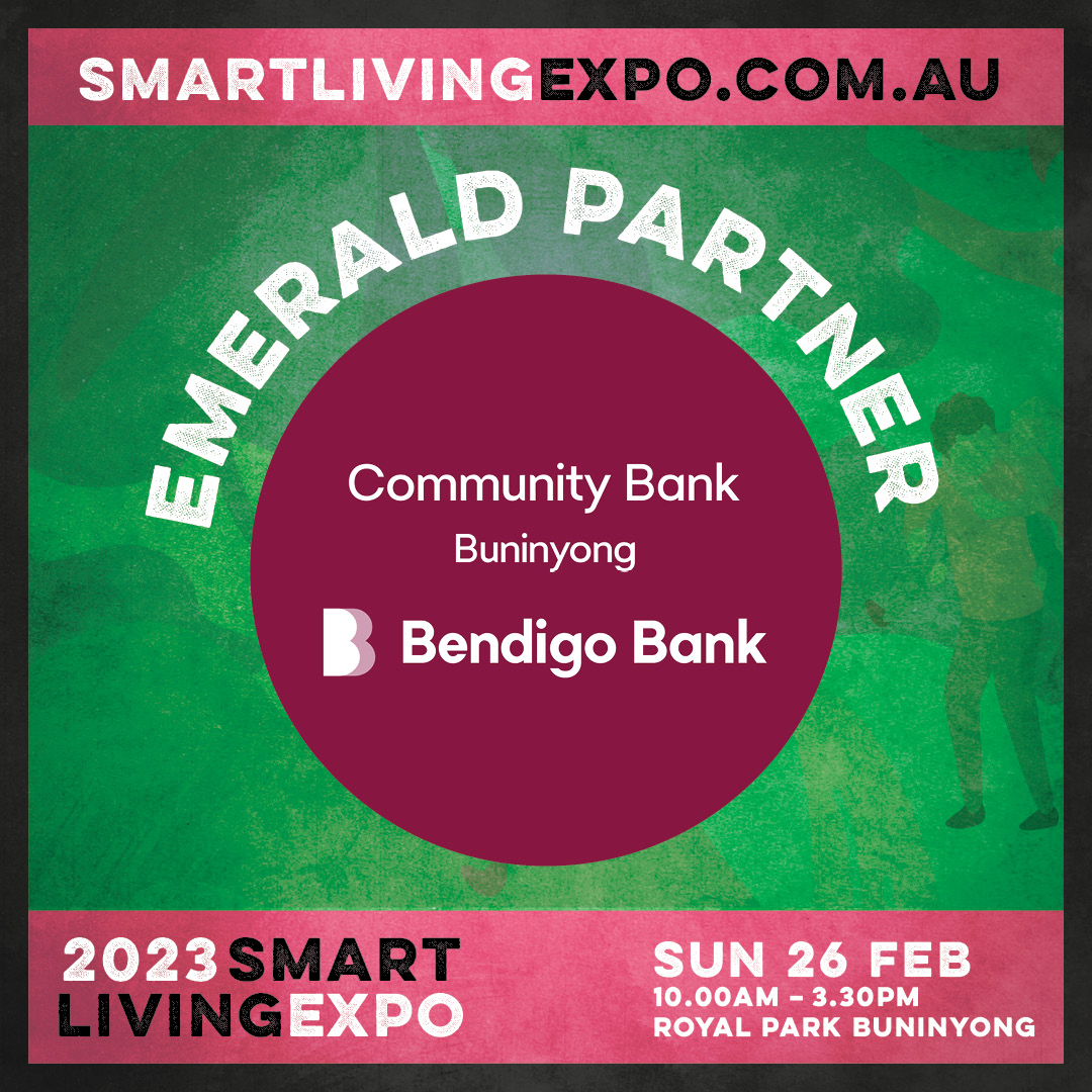 TOMORROW! 26th Feb
Visit #SmartLivingExpoBuninyong
1101 Warrenheip St
Thanks to our EMERALD PARTNER Community Bank Buninyong- Celebrating 12 Years helping our  Buninyong community.
#CommunityGold
communitygrowshere.com.au
#communitybankbuninyong 
#SmartLivingExpoBuninyong
#NSLF