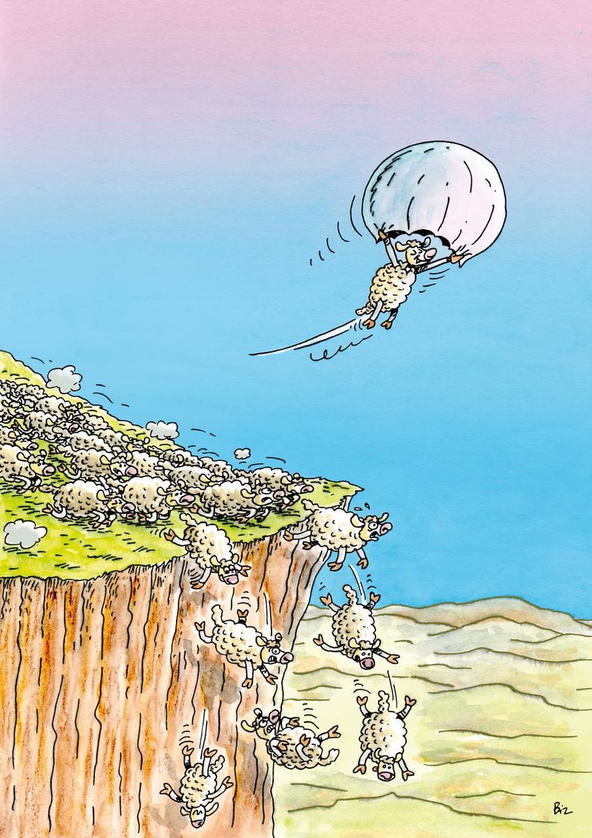 grafonage's tweet photo. Désobéissance ou mouton de Panurge ? A nous de choisir. Dessin de @Biz et sa NFT-galerie https://t.co/Dvugur2OR6 à apprécier dans le journal @20Minutes.
#Biz #obey #mouton #rabelais #freedom #liberté #humour #dessin #art #grafonage #franceCartoons #nft€ #Web3 #kalart #20Minutes https://t.co/sIfSSUAxeX