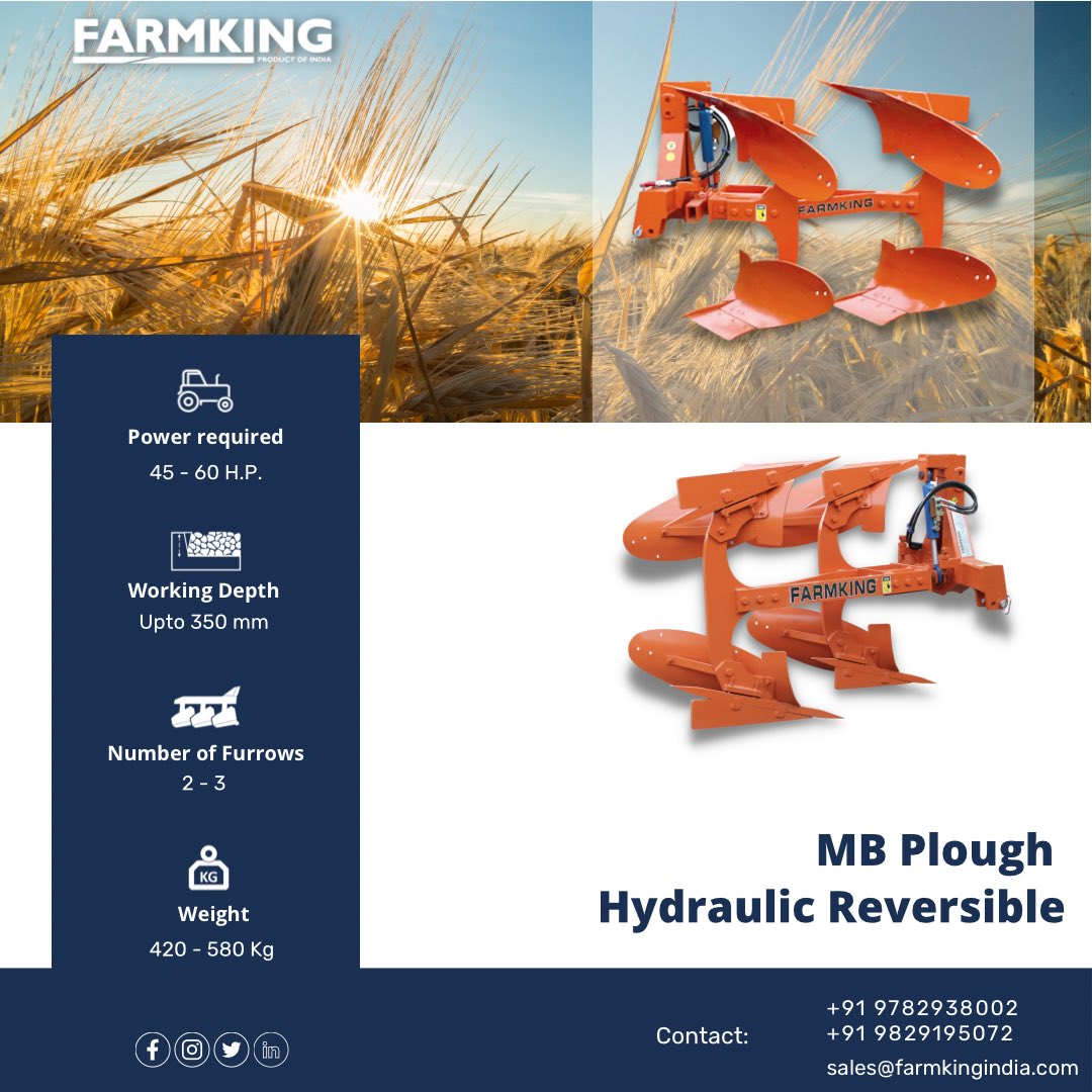 FarmkingIndia's tweet photo. FARMKING - Farm Equipment & Implement
MB Plough Hydraulic Reversible
@FarmkingIndia
Grow your business with FARMKING
+91 9782938002
+91 9829195072
sales@farmkingindia.com
.
#farmking #farmkingproducts
#planter #garlic #garlicplanter #seeds #seeddrill #fieldking #agro #farmers https://t.co/kD0kAK1tEG