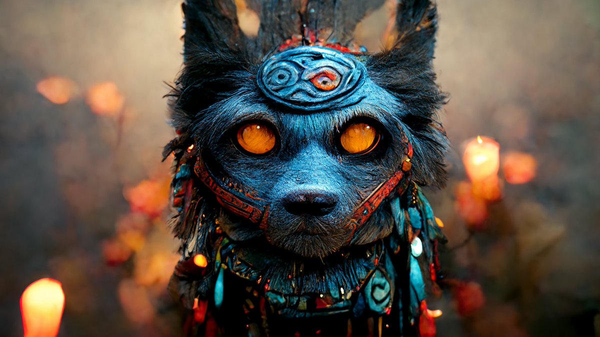 WolfdogCure's tweet photo. @nftnow something like a wolf shaman 🐺😊 https://t.co/7xUEU9V1i4