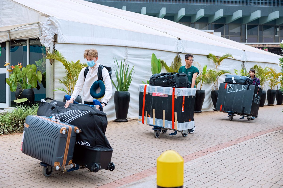 #TdRwanda23 Team Arrival 

We can agree that their big brother <a href="/MeraKudus/">Merhawi Kudus</a> briefied them how he won Tour du Rwanda 2019.

<a href="/EFprocycling/">EF Pro Cycling</a> babies 😍, <a href="/EFNIPPODevo/">Team EF Education-NIPPO Development</a> arrived in #Rwanda with confidence to write history.