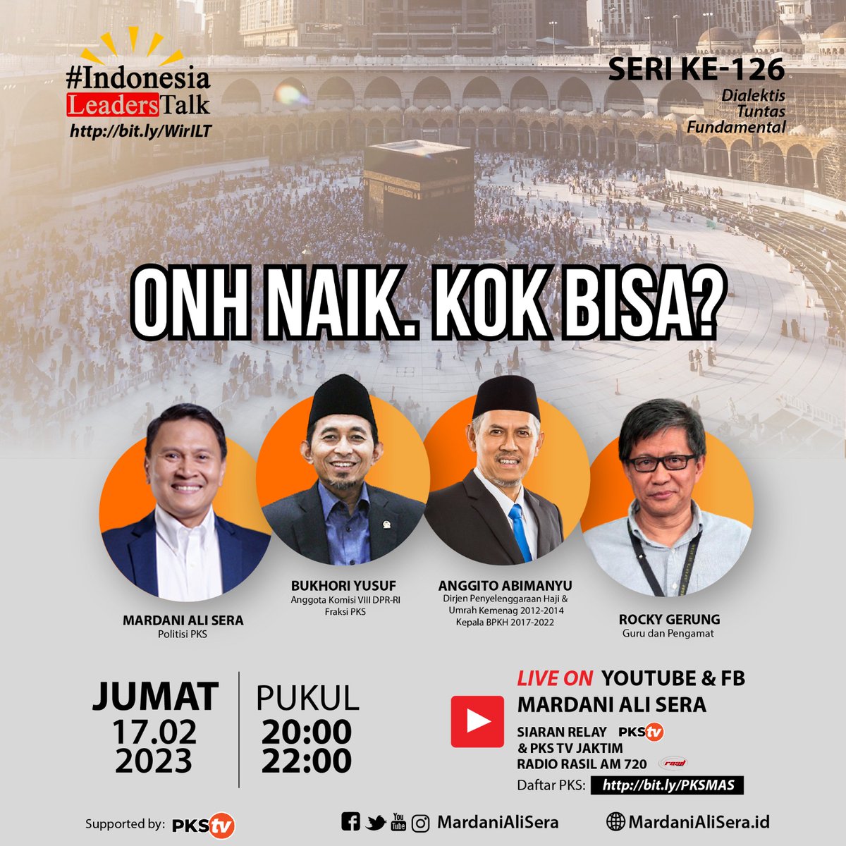 MardaniAliSera's tweet image. Saksikan Diskusi Indonesia Leaders Talk ke-126 &quot;ONH NAIK. KOK BISA?&quot; malam ini Pukul 20.00-22.00

🔴Live Streaming
Youtube: Mardani Ali Sera
m.youtube.com/channel/UCaY27…

FB:
facebook.com/MardaniAliSera

Direlay akun PKSTV RasilTV &amp;amp; Radio Rasil 720 AM