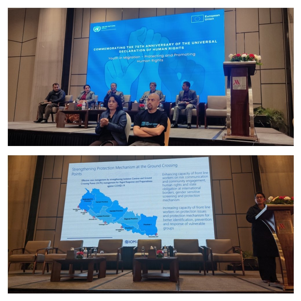 Commemorating #75th anniversary of #UDHR, #youthinmigration #HumanRights panel discussion on the issues and challenges faced by youth migrants <a href="/IOMnepal/">@IOMNepal</a>