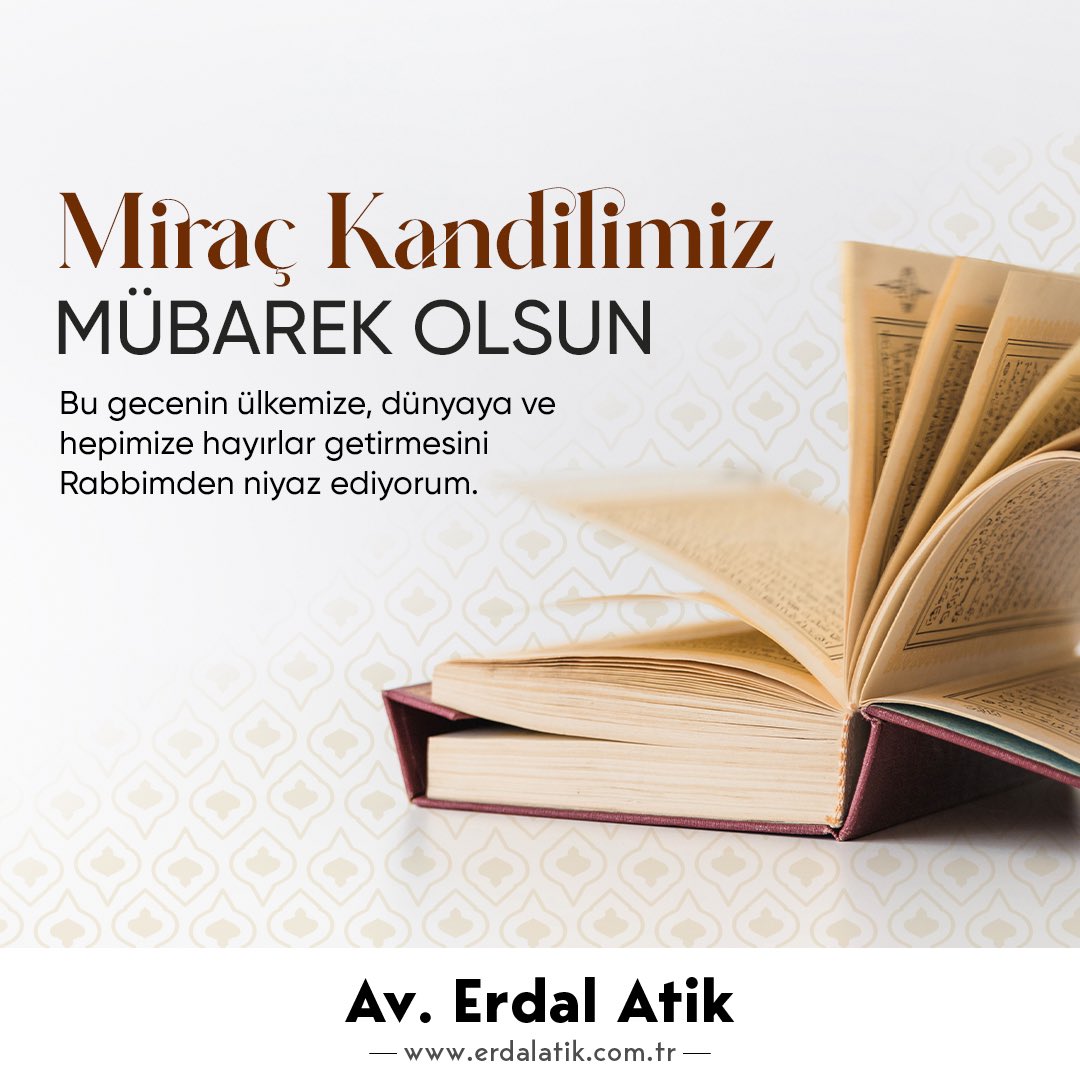 Bu gecenin ülkemize, dünyaya ve hepimize hayırlar getirmesini Rabbimden niyaz ediyorum. 
#mirackandilimizmubarekolsun