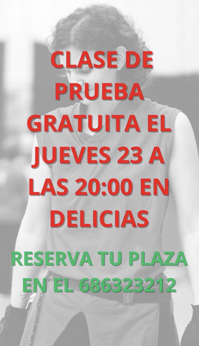 Tenemos clase de prueba gratuita el próximo Jueves 23 a las 20:00 en nuestra escuela de Delicias. ¡Si estás interesad@ contacta con nosotros!