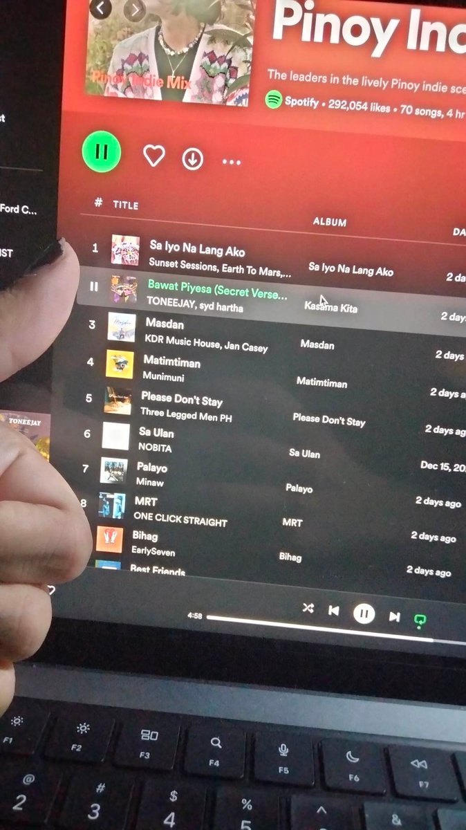 share lang cause yay. 
MRT is #8 on @spotify's Pinoy Indie Mix. Salamat sa mga lodi na nag sstream sa music namin.

open.spotify.com/playlist/37i9d…