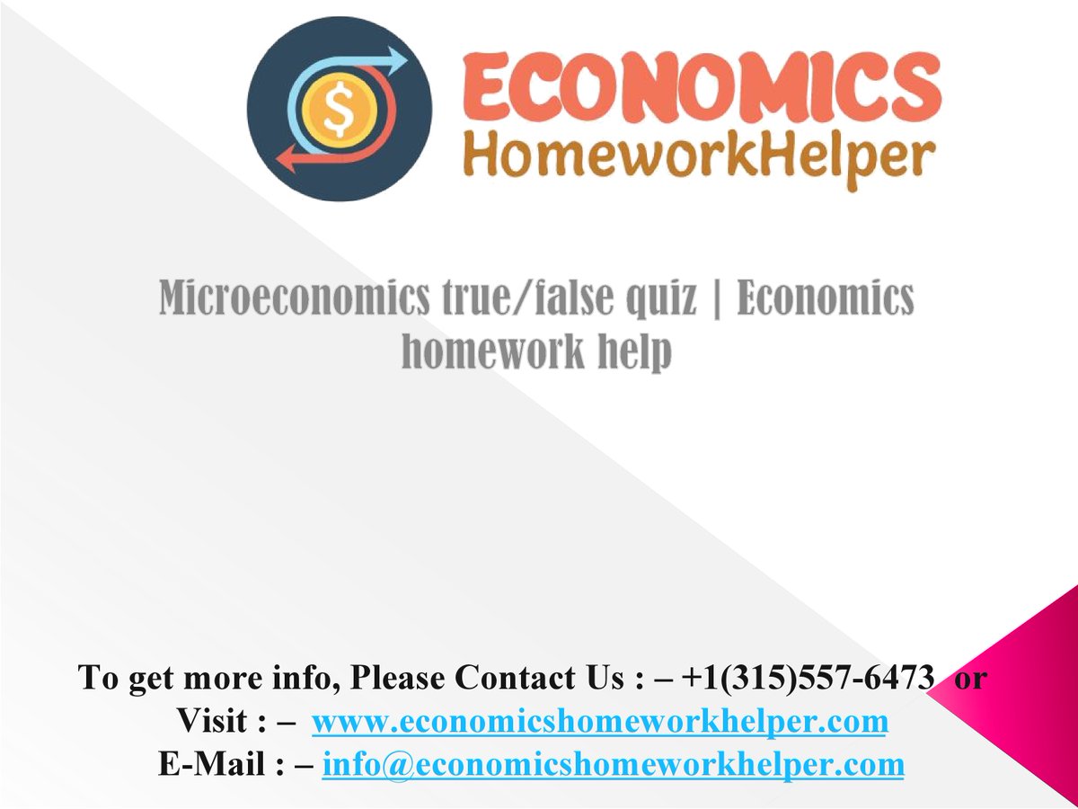 EconomicsHomew2's tweet image. Answer to True or false Microeconomics studies the decisions that consumers make By signing 👉bit.ly/3cZ8Ihg, For the full solution visit slideshare.net/economicshomew…
#economicshomeworkhelp,
#microeconomicshomeworkhelp, #domyeconomicshomework