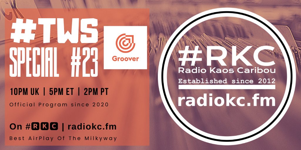 RadioKC's tweet photo. TODAY

🕙10PM UK⚪5PM ET⚪2PM PT

#TWS @HeyGroover SPECIAL

 EPISODE #23 | #REPLAY

🆕&amp; Upcoming Releases

⬇️Details⬇️
🌐 https://t.co/Ly6kdEhwqp

📻 #🆁🅺🅲 featuring

Moonshine | @Natvelmusique x Niels | @NOMDENOfficial | @OddSoundsOSP | Original Gentleman Afrobeat

.../... https://t.co/ih7EmMNIKa