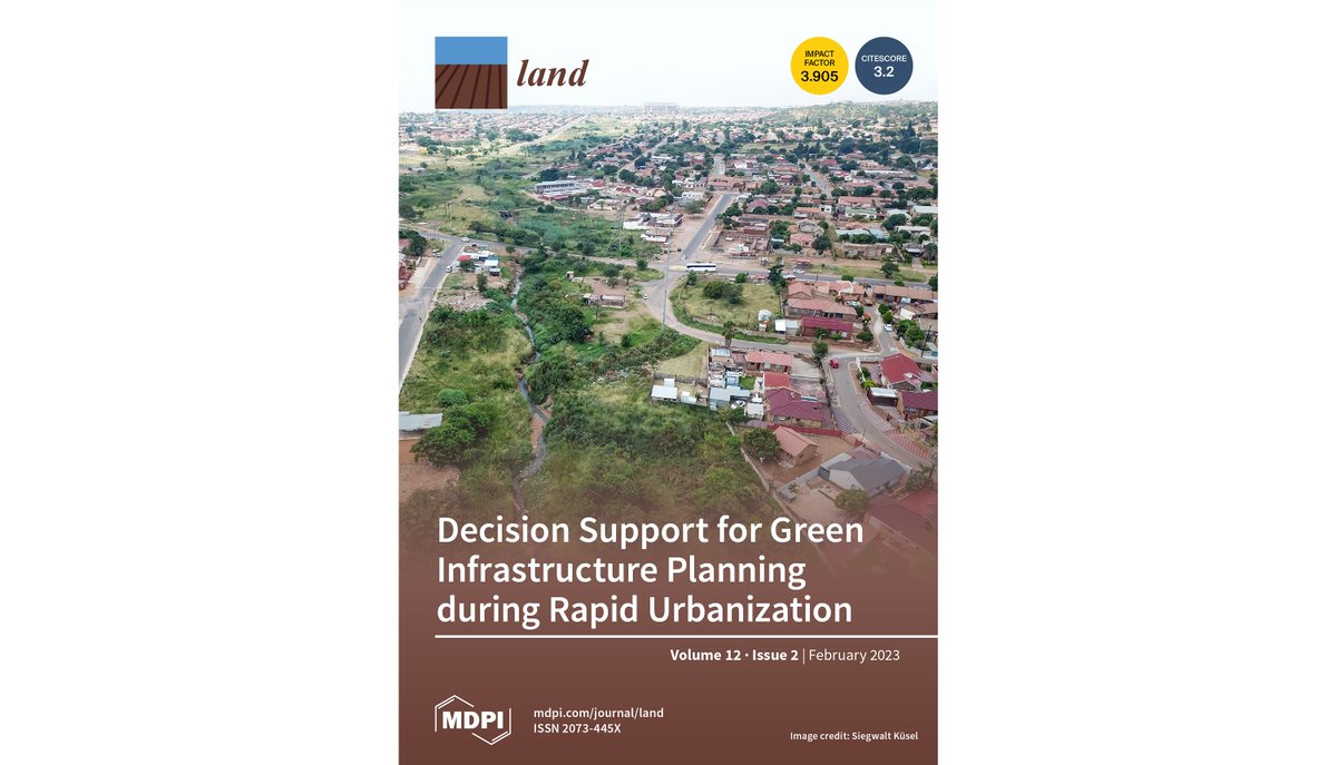 Land MDPI (@land_mdpi) on Twitter photo 🧐Check out our new #CoverStory from Peta Brom <a href="/DoorstepEcology/">Dr Peta Brom</a> et al.
A Decision Support Tool for #GreenInfrastructure Planning in the Face of Rapid #Urbanization
👉mdpi.com/2073-445X/12/2…
More papers in Land, Volume 12, Issue 2
mdpi.com/2073-445X/12/2 🧐Check out our new #CoverStory from Peta Brom <a href="/DoorstepEcology/">Dr Peta Brom</a> et al.
A Decision Support Tool for #GreenInfrastructure Planning in the Face of Rapid #Urbanization
👉mdpi.com/2073-445X/12/2…
More papers in Land, Volume 12, Issue 2
mdpi.com/2073-445X/12/2