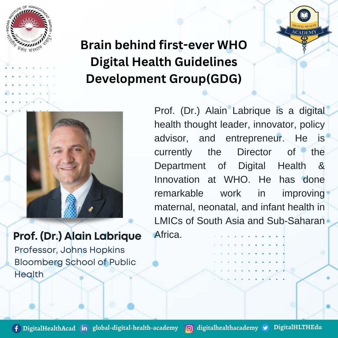 DigitalHLTHEdu's tweet image. @DigitalHLTHEdu is honored to #welcome @alabriqu as  #faculty for #PostGraduateCertificateProgramme in #DigitalHealth
Course commencing from 21st February 2023
Know more: digitalacademy.health