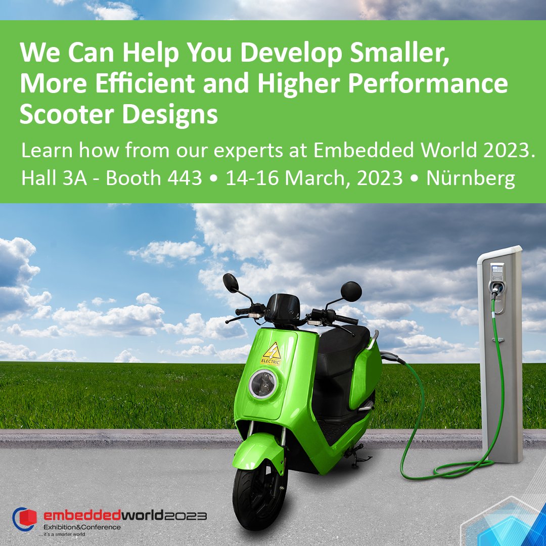 MicrochipTech's tweet image. Allow us to help you capture additional market share of the growing micro-mobility market. Learn about our e-scooter reference design at Embedded World 2023: mchp.us/3XQM8tR. Product information: mchp.us/3lA8iSB. #escooter #referencedesign #ew2023 #embeddeddesign