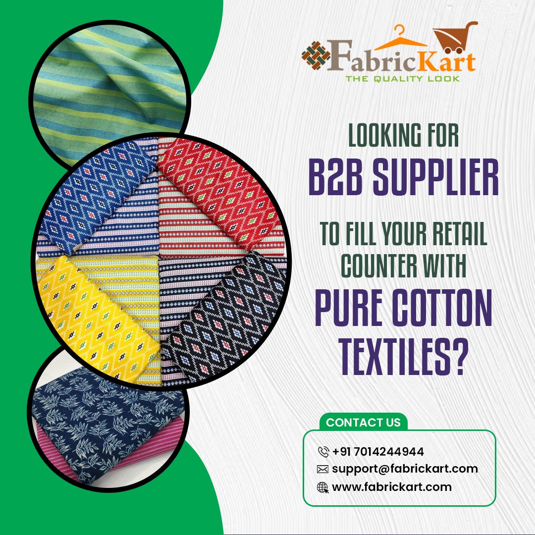 We can help you provide the best quality #printedcotton textiles in bulk quantity whenever and wherever you want for your retail counter.

Connect with us at 07014244944 before visiting anywhere for sample and lot purchases.

#WholesalerinJaipur #FabricKart #FabricManufacturer