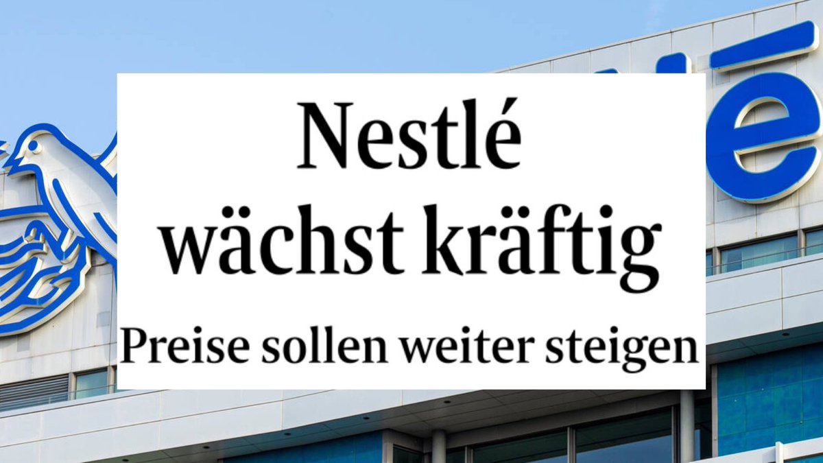 "#Nestlé wächst kräftig - #Preise sollen weiter steigen". Kein Widerspruch, sondern Bedingung: "Der Schweizer Lebensmittelkonzern Nestlé hat den Umsatz vergangenes Jahr deutlich gesteigert - auch dank spürbarer #Preiserhöhungen." (1/3) weser-kurier.de/wirtschaft/nes…