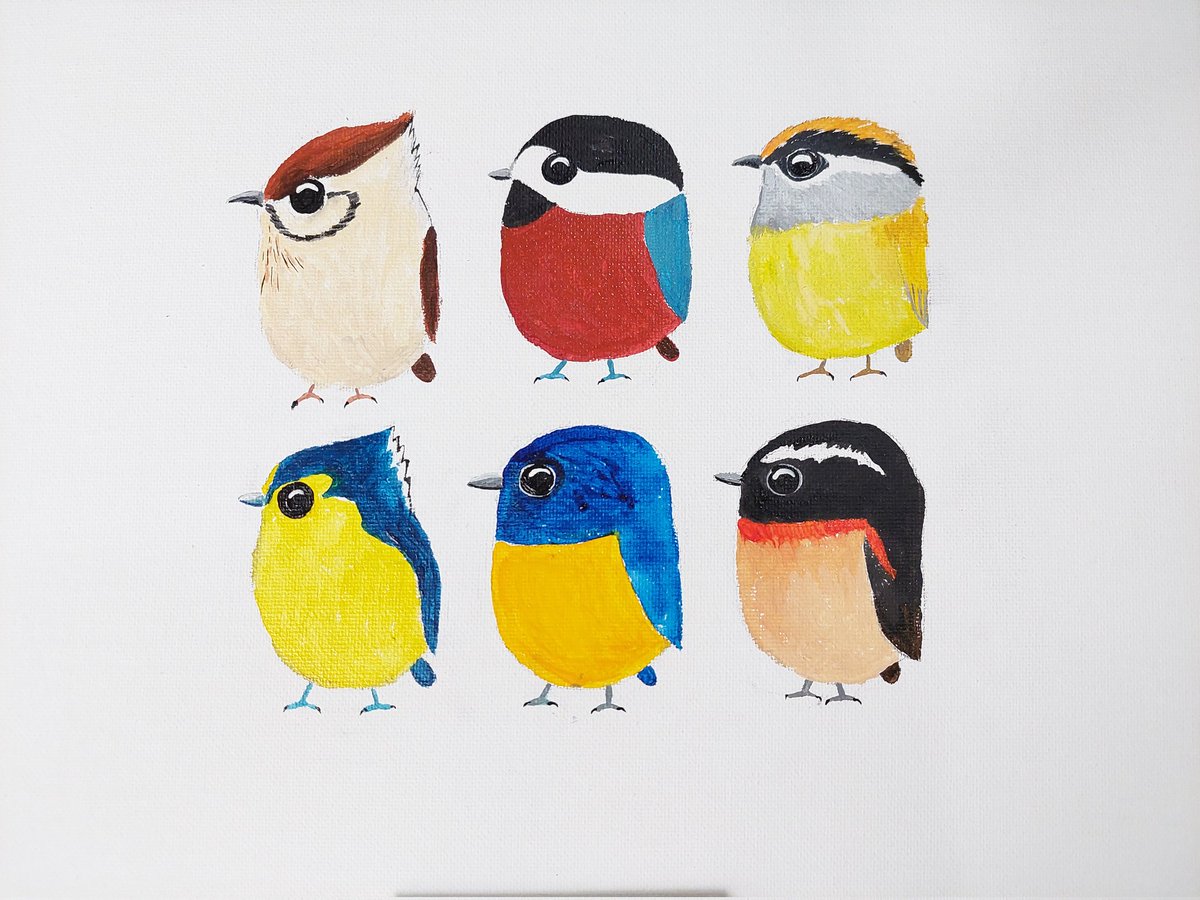 EmilyChu_Owl's tweet photo. 慢慢地回到正常生活，慢 生 活中，慢慢的把想做的事，慢慢地做
告訴自己休息不是偷懶，不要跟別人比較成就
#特種部隊 來啦！
#特有種 #山鳥 #冠羽畫眉 #赤���山雀
#壓克力畫 #endemicspeciesofbirds https://t.co/PRvgIwoPqK