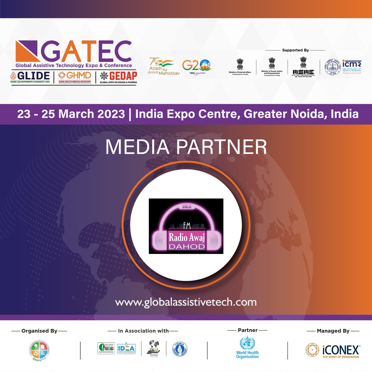 gatecevent's tweet photo. Global Assistive Technology Expo & Conference GATEC 2023. Warm Welcome to Radio Awaj Dahod as Media Partner.
To Know More:- https://t.co/0kABzHGPci
Email Us:- secretariat@globalassistivetech.com
#gatec2023 #gatec #expo #conference2023 #assistivetechnology #mediapartner https://t.co/gVF9j39H4I