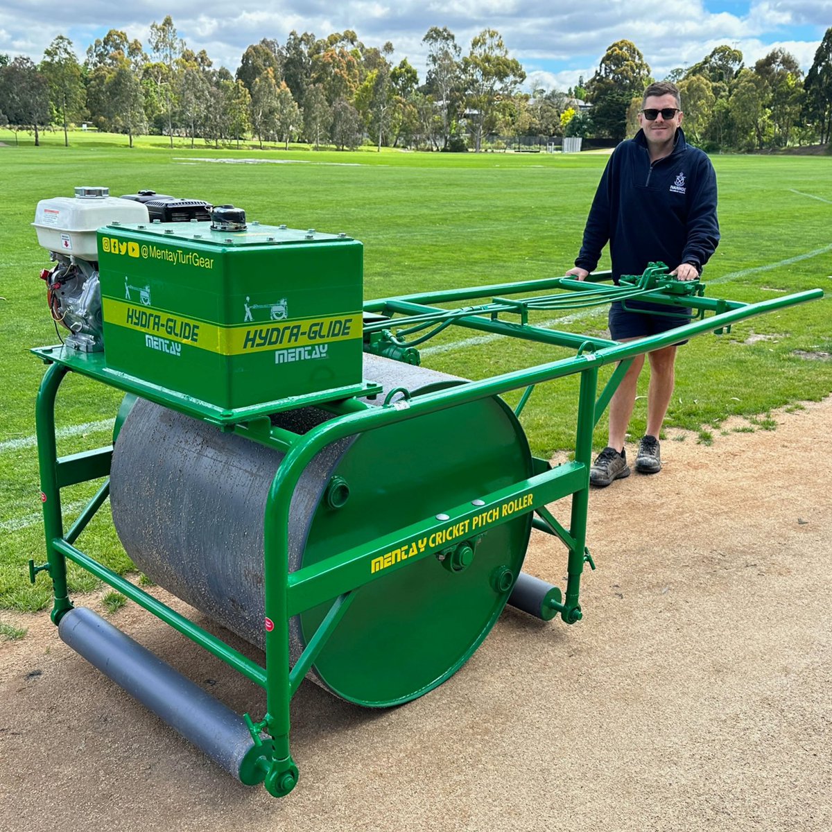 This week, <a href="/ivanhoegrammar/">Ivanhoe Grammar</a> upgraded a road roller to this second-hand Mentay Hydra-Glide. Curator Nathan is happy at the helm!

#cricket #mentayturfgear #ivanhoegrammer