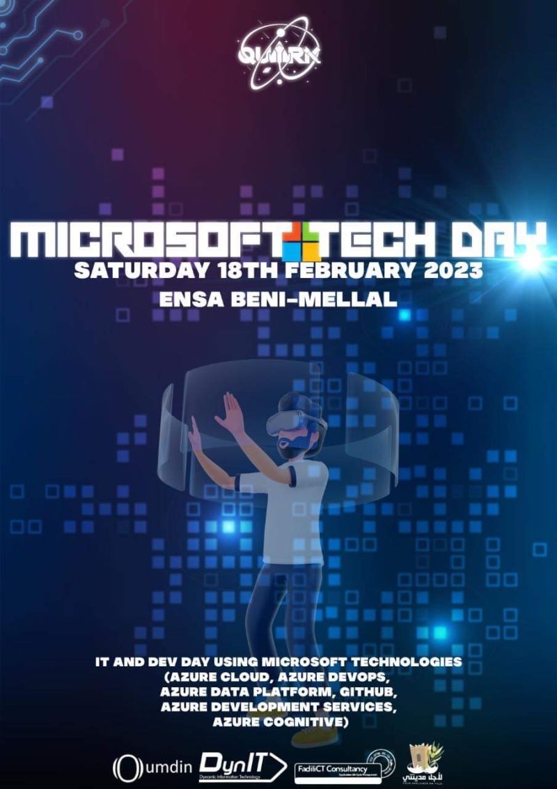 J'aurai la plaisir d'animer une session "Data on Azure" ce Samedi 18 Février à l'ENSA de BENI MELLAL. Une journée annoncée riche autour des technologies Microsoft.