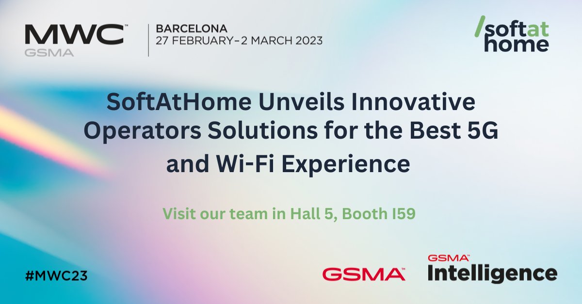 Heading to #MWC23? Make sure to visit our booth 5-i59 and learn more about our cutting-edge  #mobile and #homeservices, designed to enhance Operator offerings and improve end-user experience with #5G and #WiFi technologies.
softathome.com/?p=3515