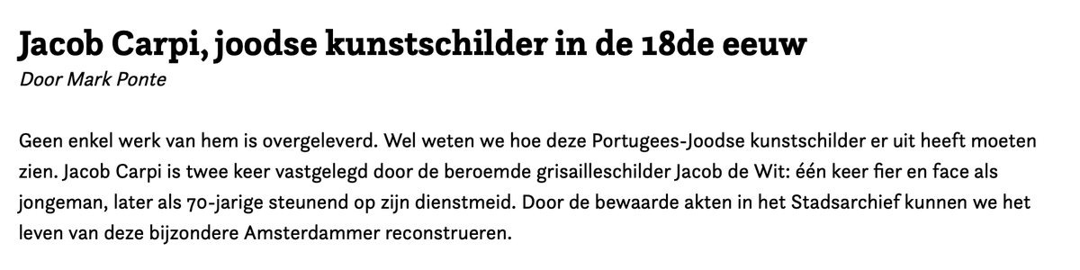 voetnoot's tweet photo. Er is geen werk van hem overgeleverd. Wel weten we hoe de Portugees-Joodse kunstschilder Jacob Carpi er uit heeft gezien. Twee keer is hij vastgelegd door de Jacob de Wit. Dankzij #alleakten kunnen we zijn leven reconstrueren. In maart in @OnsAmsterdam https://t.co/O7qmce5L9E https://t.co/vY8IoP6lMO