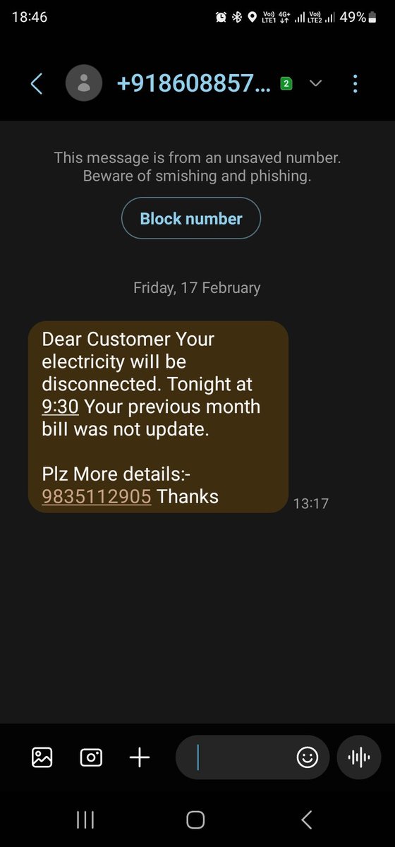 raoprit's tweet photo. @Sekalyan1 I am getting sms that I have not paid the current bill if not paid it will be disconnected.  The bill date is 17.02 and due date is 09.03.  When called on the given number seeking clarification the person was very arrogant.  Is this the gesture for being regular. https://t.co/b6khi9423u
