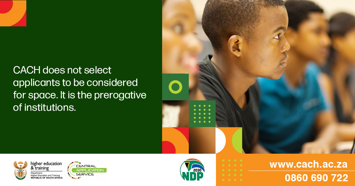 Public institutions that still have a place of study will continue to access CACH and retrieve information on the prospective students who meet the requirements for the Programmes not filled yet. CACH does not select applicants to be considered for space.