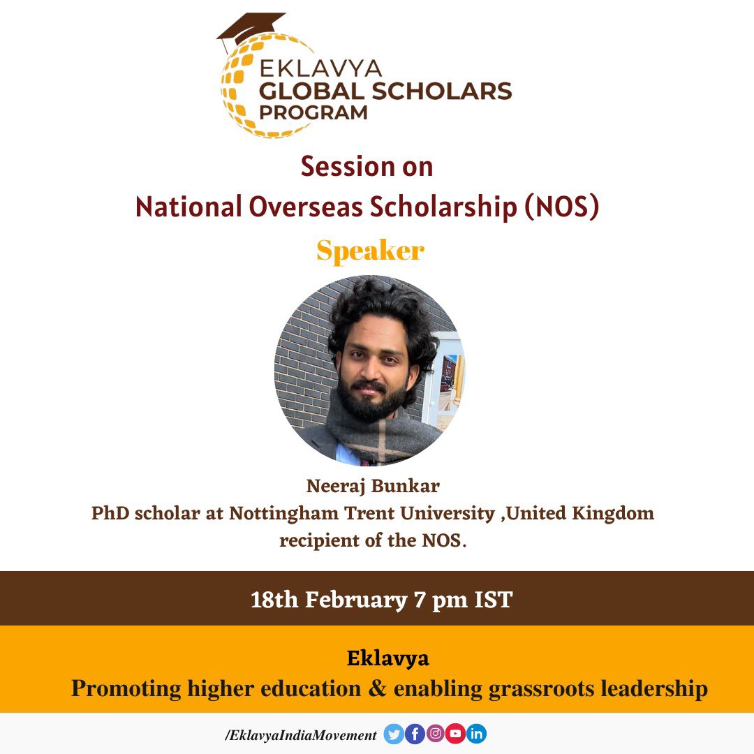 Topic:NOS Scholarship
Time: Feb 18, 2023 07:30 PM India

Join Zoom Meeting
us02web.zoom.us/j/87350326607?…

Meeting ID:873 5032 6607
Passcode: 048475

Share this with your friends who desire to apply for NOS
@EklavyaMovement 
@RajuKendree 
@bhanwarmegh 
@Profdilipmandal 
@arvind_kumar__