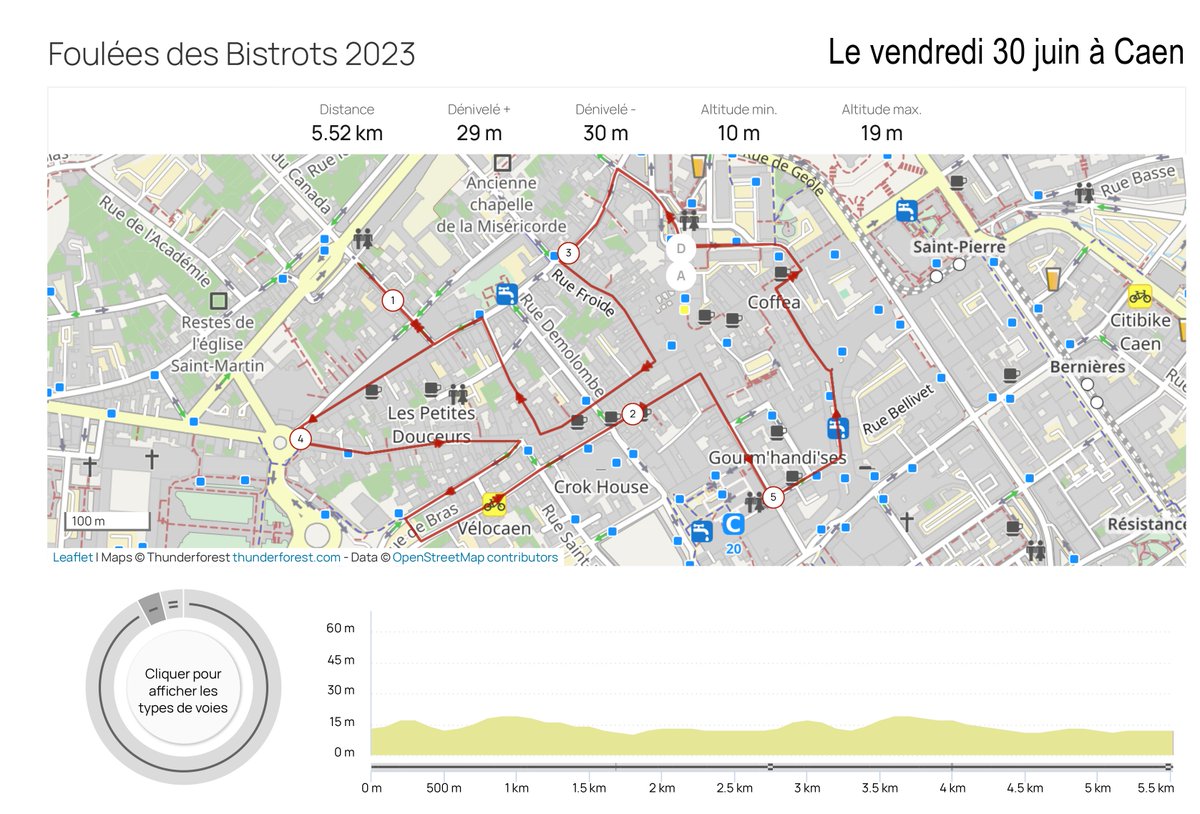 Voici le parcours de l’édition 2023 des #FouleesDesBistrots. C'est facile pour trouver le meilleur endroit afin de regarder la course... et les  déguisements ! Départ des coureurs, de la Place Bouchard, le vendredi 30 juin, à 20h30. Ouverture des inscriptions... bientôt. #Caen