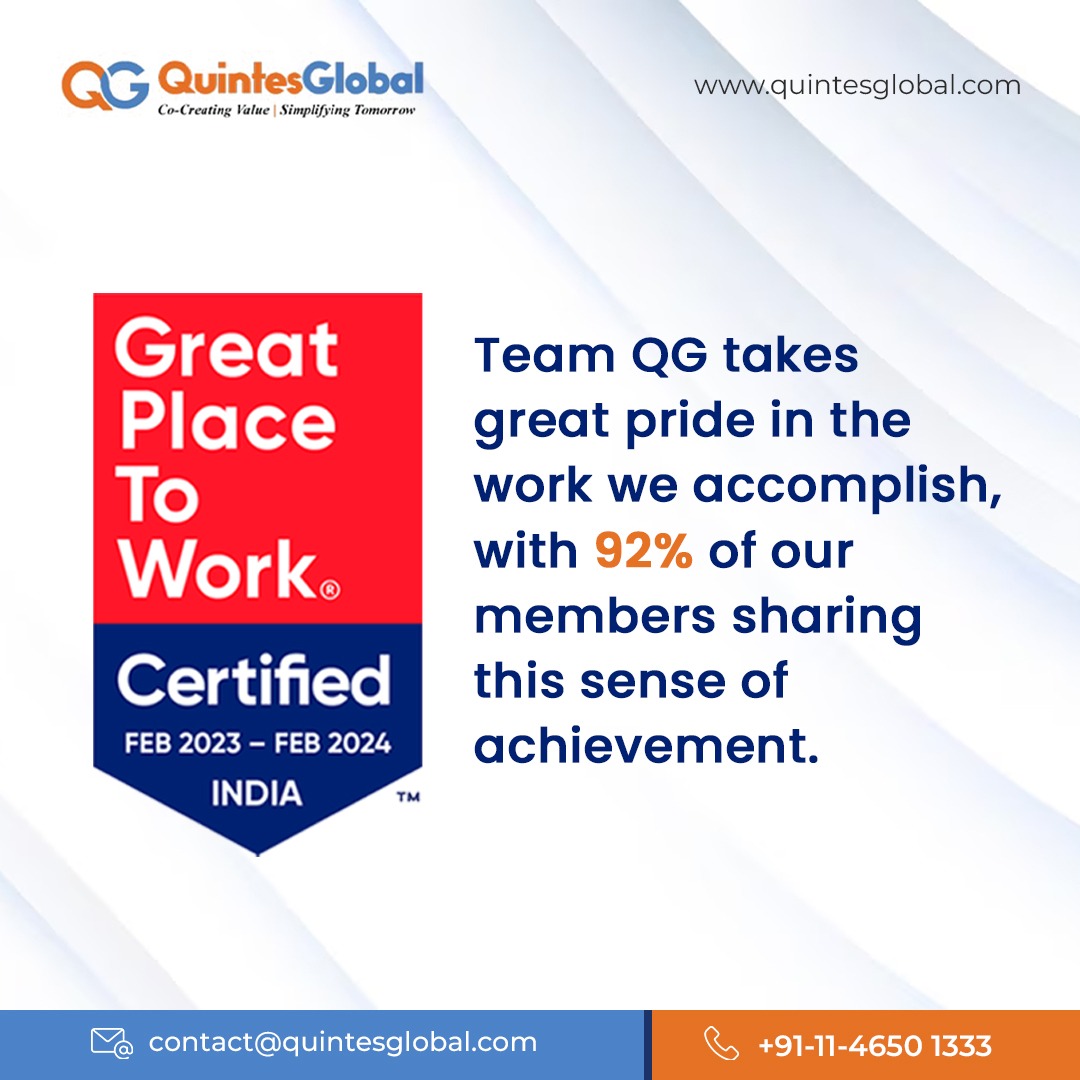 quintesglobal's tweet photo. We take pride in what we accomplish, and our commitment to excellence drives us forward. #TeamQG #GPTWcertified https://t.co/1PaN8W9Daz